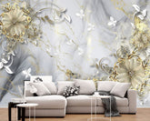 White flower gold with butterfly