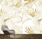 Gilded Botanicals Mural Wallpaper: Nature's Elegance in Gold