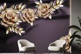 Beautiful 3D Flowers on Dark Purple Cloth Background
