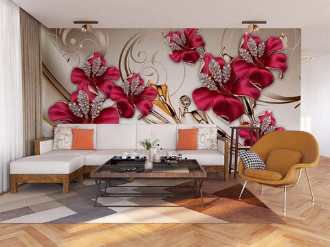 Crimson Jewel Mural Wallpaper