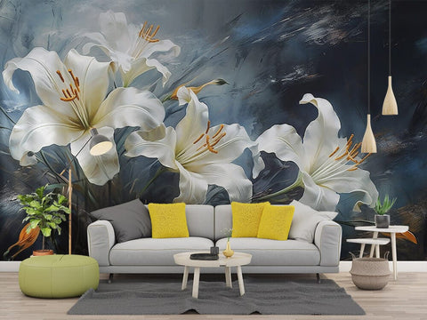 Lux Nocturne Lily Mural Wallpaper