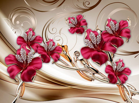 Crimson Jewel Mural Wallpaper