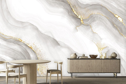 White Gold Marble Art