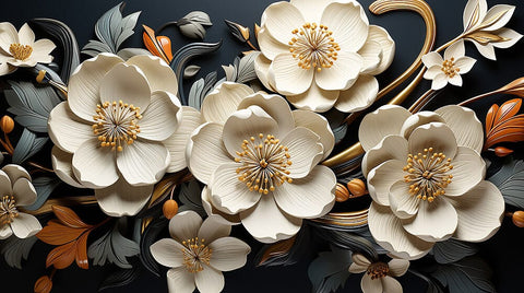 Midnight Floral Elegance Mural Wallpaper