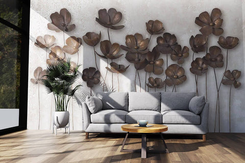 Metallic Florals Mural Wallpaper