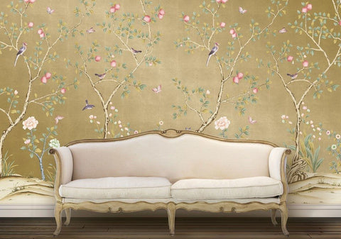 Golden Pheasants Mural Wallpaper