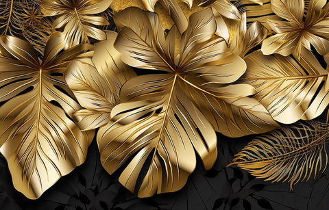 Golden Foliage Opulence Mural Wallpaper
