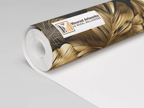 Golden Foliage Opulence Mural Wallpaper