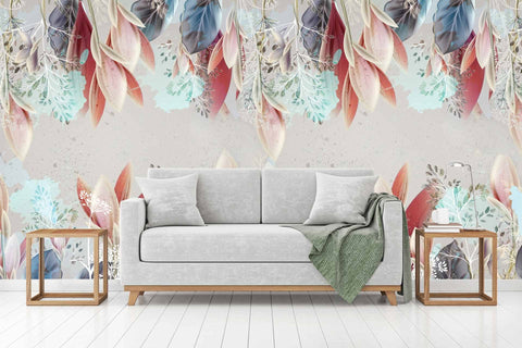 Floral background in pastel colors and spring plants