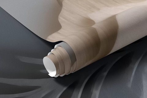 Rolled carved mountain layers mural wallpaper in copper and charcoal