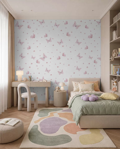 Watercolor pink butterflies