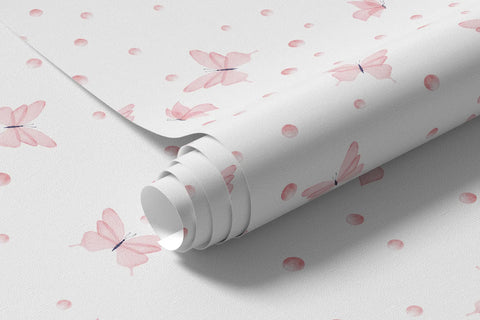 Watercolor pink butterflies