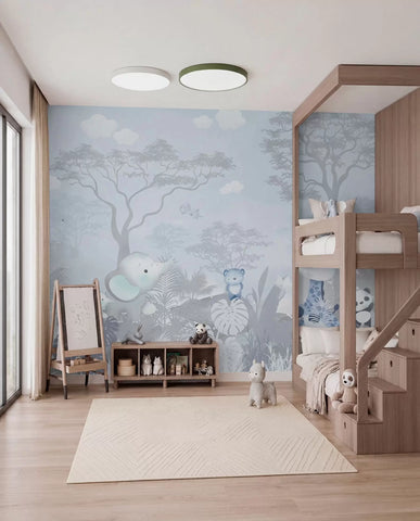 Cute little animals in the savana in blue