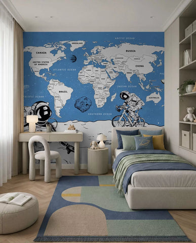 World map of countries in space style