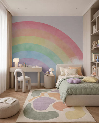 Cloud and rainbow on the background