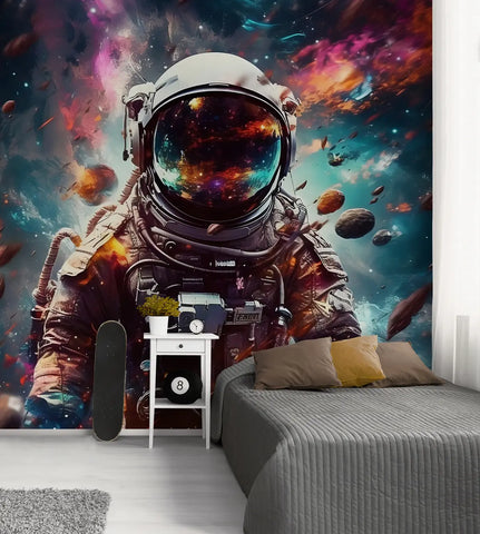 Cosmonaut on the background of the universe