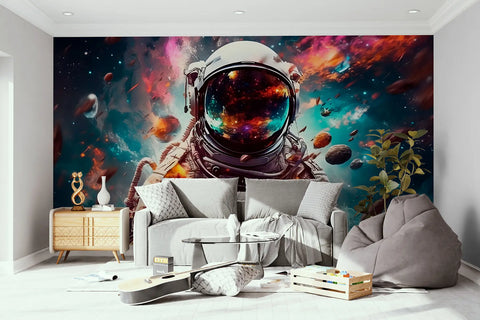 Cosmonaut on the background of the universe