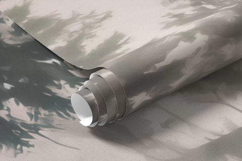 Misty coniferous forest in dark green tones in watercolor style