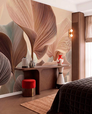 Elegant leaves in warm beige tones