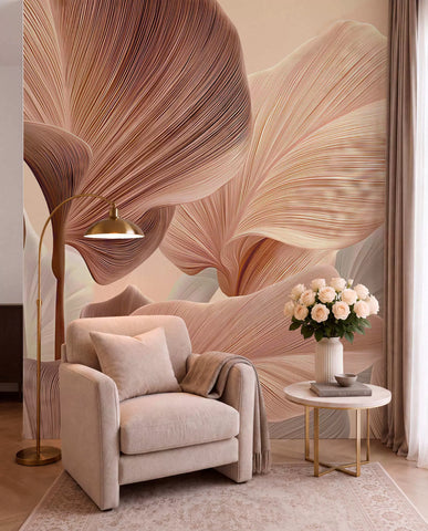 Elegant leaves in warm beige tones