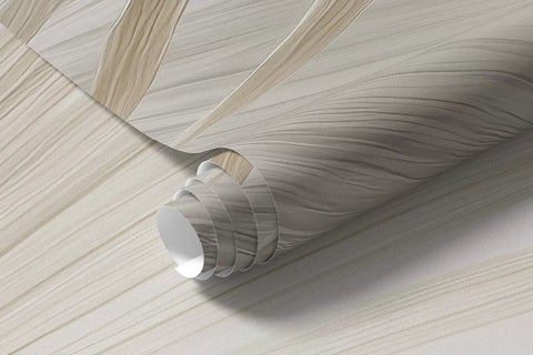 Soft tropical leaf fans in light beige and bluish tones