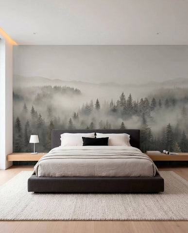 Foggy coniferous forest