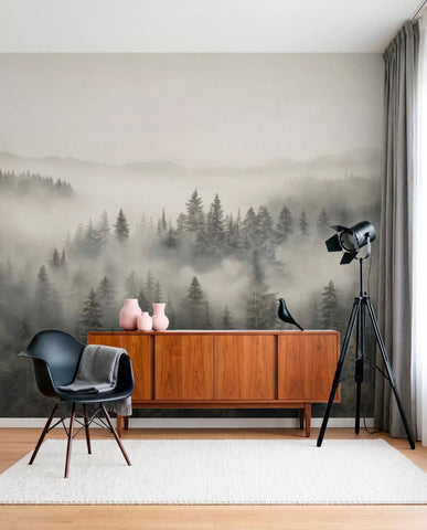 Foggy coniferous forest