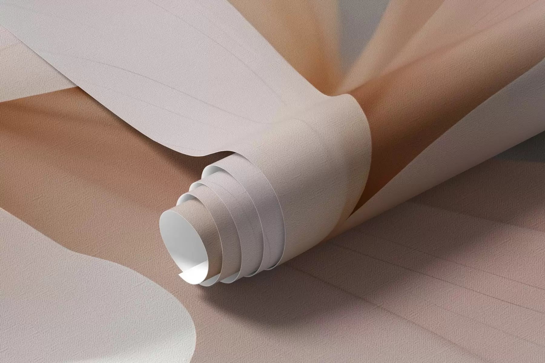 Rolled peony flowers mural wallpaper in blush and cream