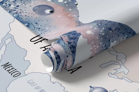Underwater world with world map