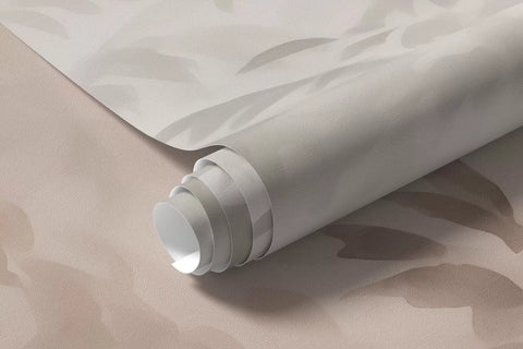 Rolled warm watercolor trees mural wallpaper in cream