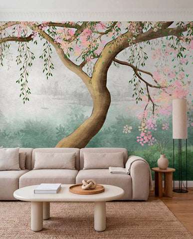 Flowering tree on the hill