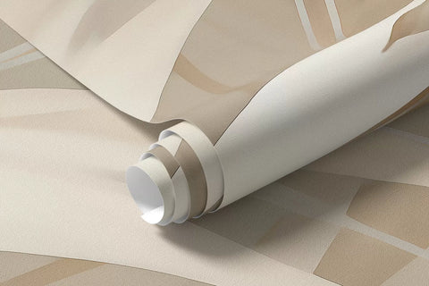 Rolled beige reeds mural wallpaper in cream and sand