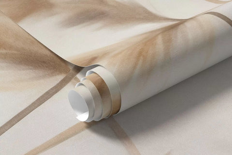 Rolled dry grass and wheat mural wallpaper in cream and sand