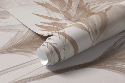 Rolled grasses in the breeze mural wallpaper in sand and cream