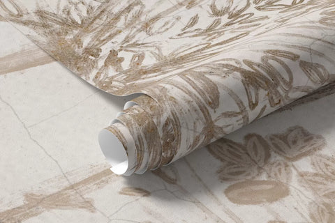 Rolled dandelion flight mural wallpaper in beige and cream
