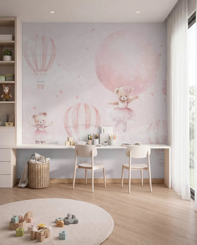Ballerina bears and pink balloons