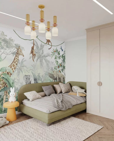 Panorama of jungle with animals