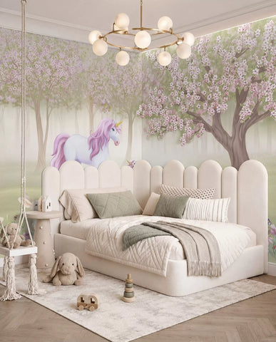 Unicorns in a magical forest with animals