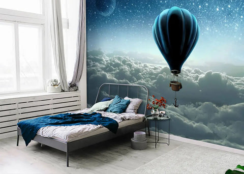 Hot air balloon on the background of the night sky