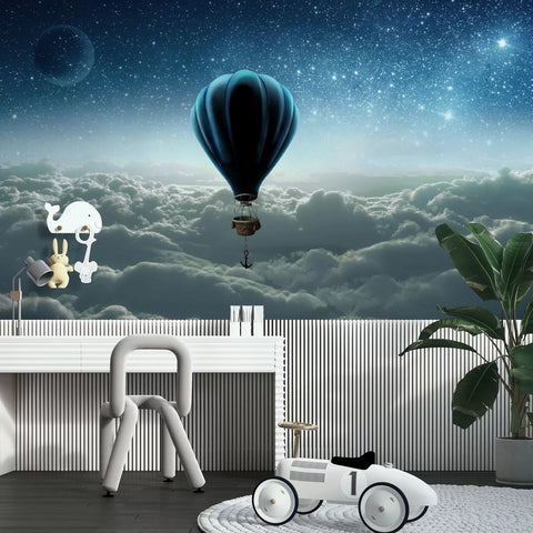 Hot air balloon on the background of the night sky