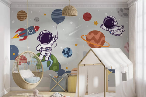 Rocket and astronaut in space