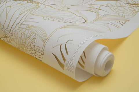 Gilded Botanicals Mural Wallpaper:  Nature's Elegance in Gold