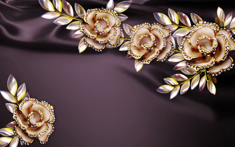 Beautiful 3D Flowers on Dark Purple Cloth Background