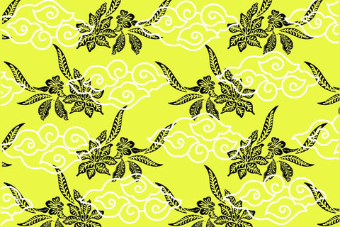 Golden Blossom Batik Mural Wallpaper:  A Radiant Celebration of Tradition