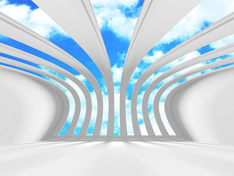 Skyline Arch Mural Wallpaper: Open Up Your Space to Endless Blue